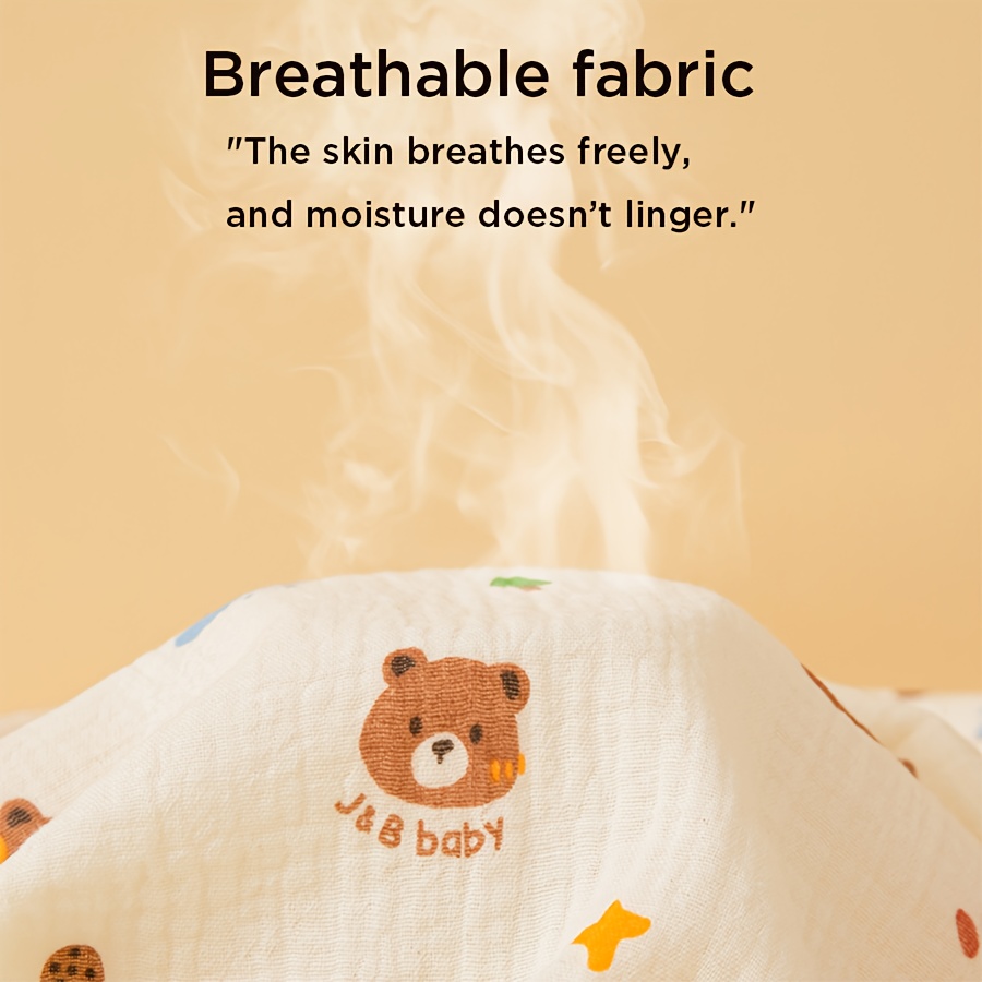 3pcs Double-Layer Baby Muslin Swaddles with Cute Prints