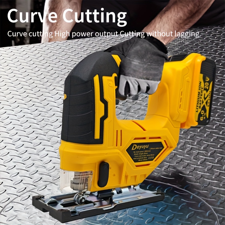 Deyuyu 3000RPM Brushless Cordless Jigsaw with LED Work Light for Dewalt 20V MAX Batteries(Batteries Not Included) 0°-45° Miter Cutting, 3 Track Settings for Straight/Curved/Bevel/Circular Cutting, Suitable for Home Improvement Use
