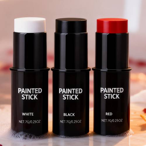 3 colors waterproof cream face body paint stick black white red suitable for party halloween sports temporary face paint for wet dry use for themed events application cream makeup