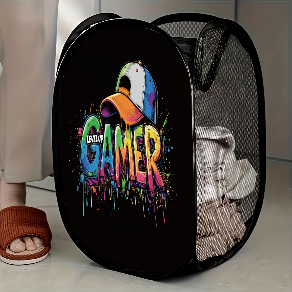 TEMU 1pc Colorful Gamer Hat Mesh Pop-up Laundry Hamper For And Organization In Your Bedroom Or Closet