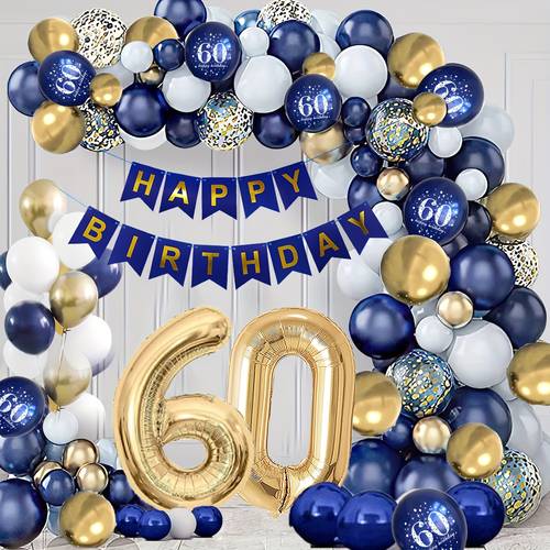 60th birthday decorations for men navy golden confetti latex balloons with glitter accents large small sizes no electricity needed durable party supplies for milestone celebrations celebratory event decorations elegant party setup quality party balloons birthday party decorations halloween decorations christmas decorations decoration for theme birthday decorations birthday backdrop decor festive