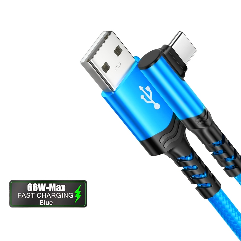 Type C Charger Fast Charging, Right Angle Usb To Usb C Cable Braided Usbc Charger For Huawei Oppo Oneplus And More Smartphone