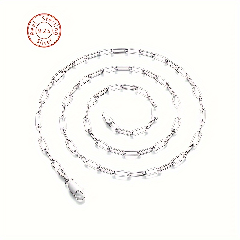 

1pc 925 Sterling Silver Minimalist Geometric Chain Necklace, Unisex Hip Hop Fashion Oval Chain Jewelry Girlfriend Valentine's Day Day Gift For Christmas Wedding Gift For Her Anniversary, Gift Box