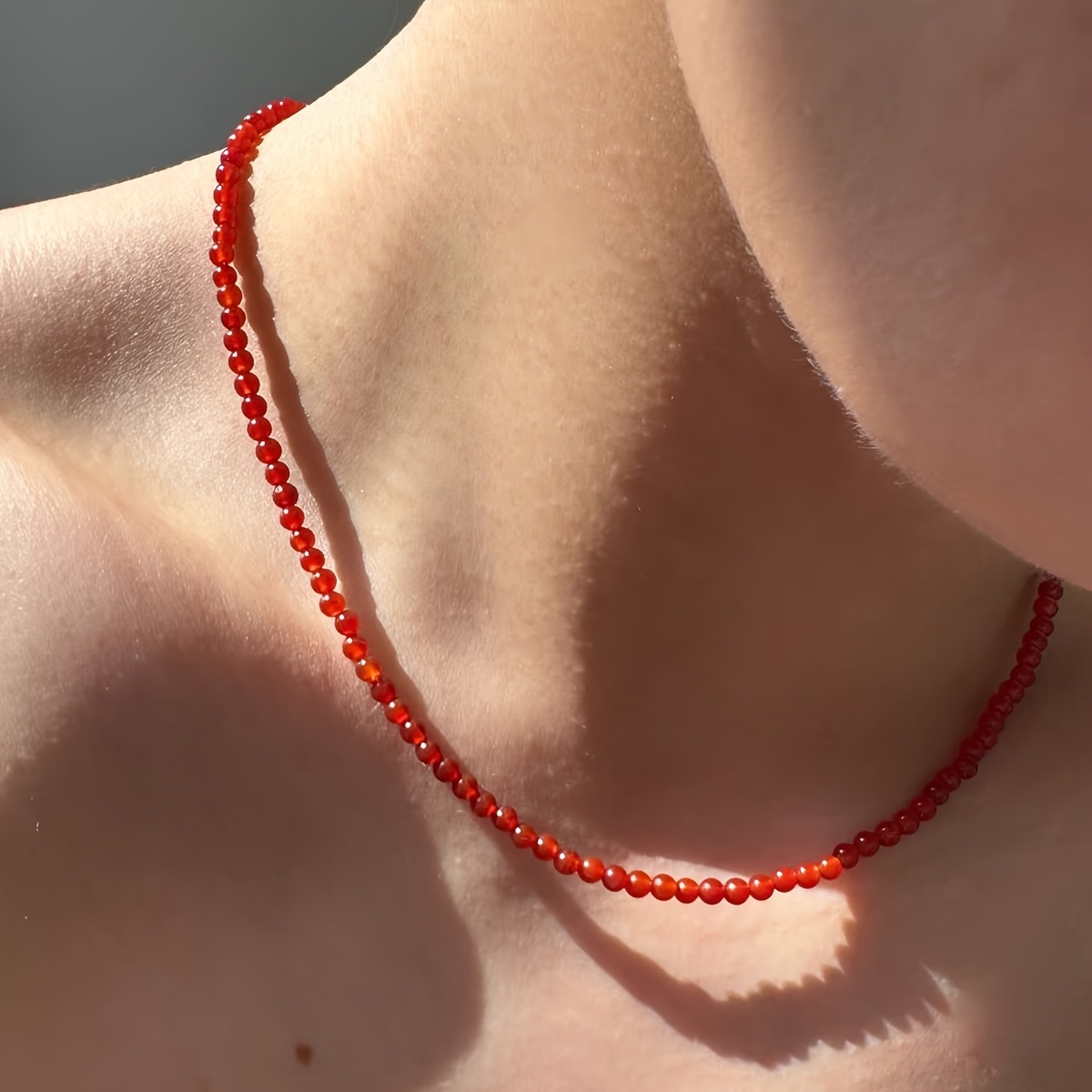 Natural Stone 4Mm Round Carnelian Necklace, Elegant & Fortunate
