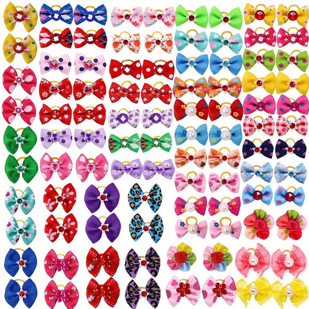 Image of 30 Handmade Beautiful Pet Dog Hair Bows, Dog Grooming Bows, Dog Hair Additions For Weddings And Parties