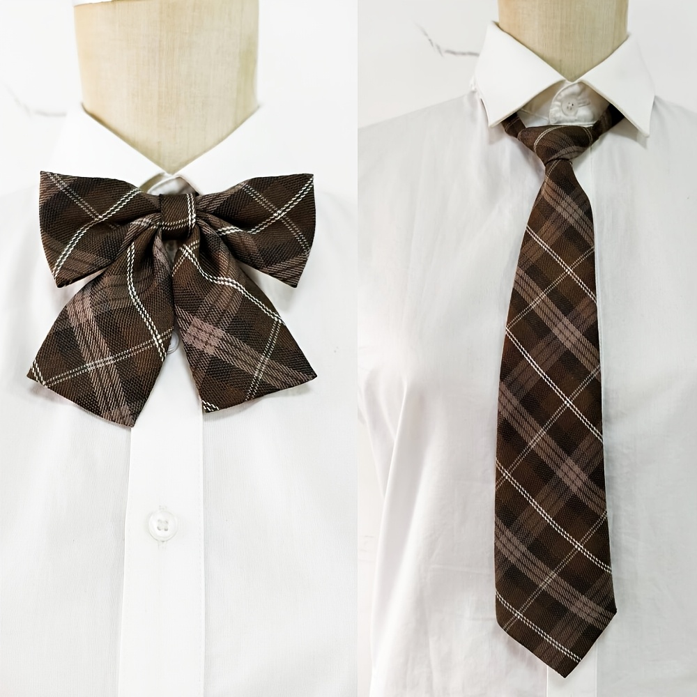 TEMU 1 Set Of Fashionable Casual School Uniform With No-tie Bow Tie, Featuring Elastic For . Suitable For Work, Study, , School Uniforms, , Cosplay,