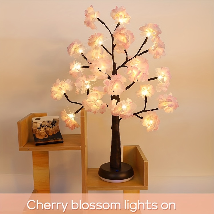1pc Cherry Blossom Tree Ambient Lights Table Lights - USB Rechargeable Night Lights Desktop Decorative Lights for Indoor Bedroom, Wedding Party_voghion.com