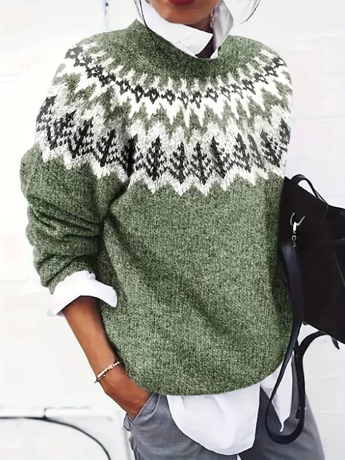 fashion womens block long sleeve pullover top