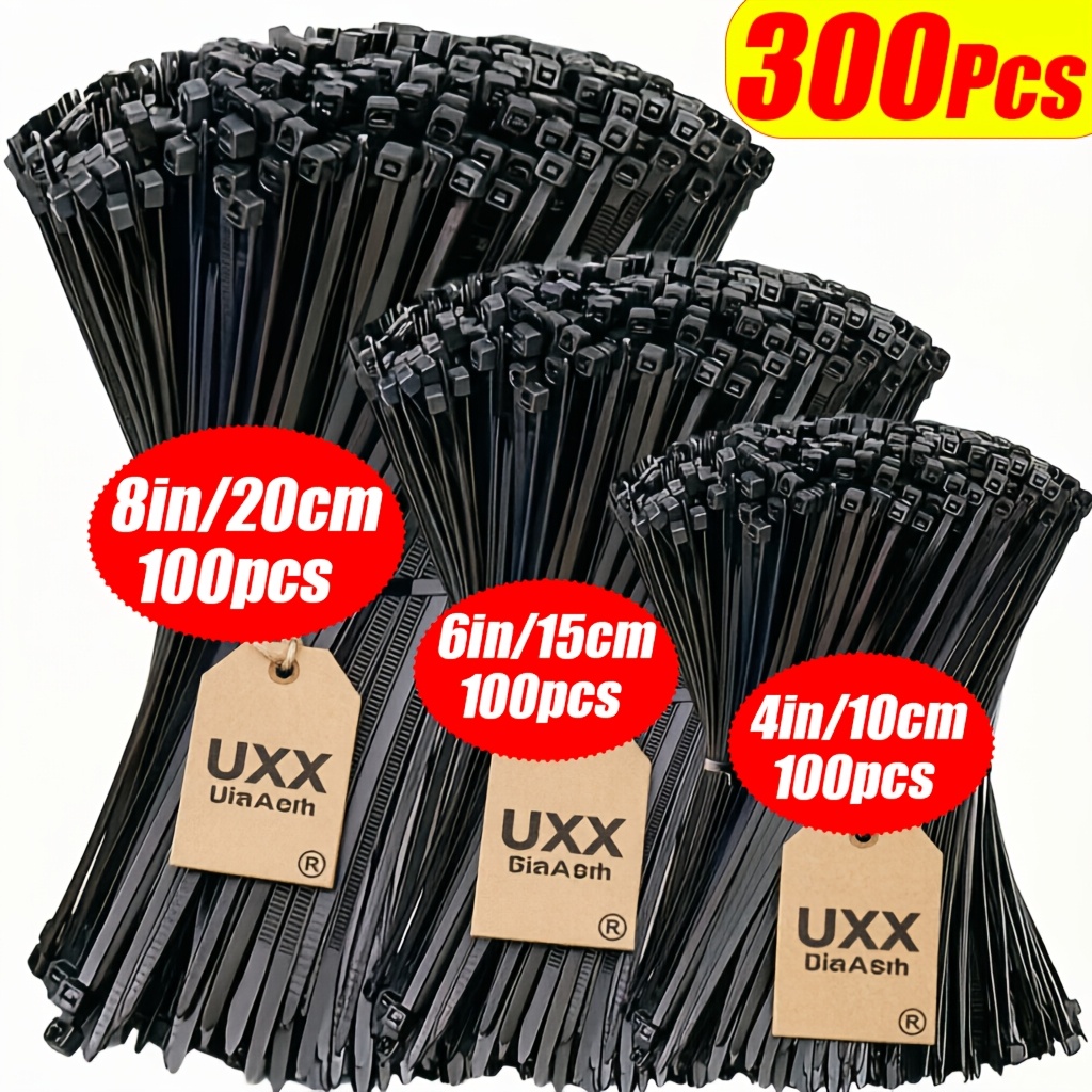 300 pack durable nylon cable ties size 7 87 5 91 3 94 inches 20 15 10cm self locking nylon cable ties suitable for electronic equipment organization home office gardening industrial workshop wiring home storage electrical wiring