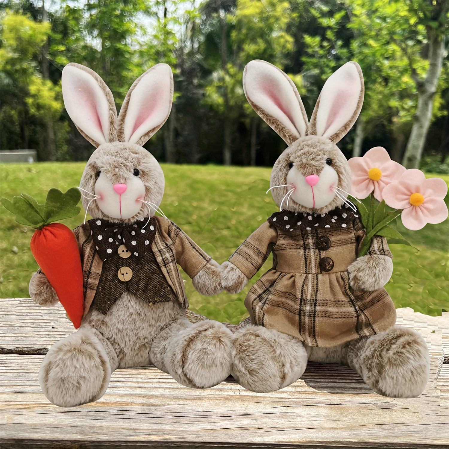 

1pc/2pcs Easter Spring Decoration, Easter Party Centerpiece, Easter Basket Rabbit, Party Figurine, Spring Desktop Holiday Room Decoration