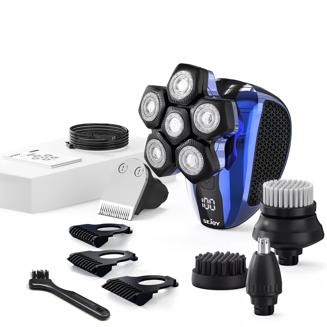 TEMU Head Shavers For , 7d Magnetic Bald Head Shavers Mens Head Shaver For Wet/dry Use, Led Display Electric Razor Type-c Wireless Charging, 360° For