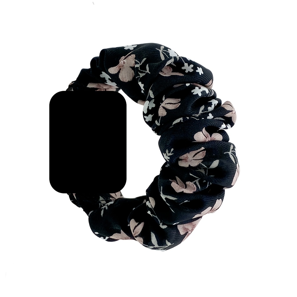 TEMU Floral Scrunchie- Straps, Soft Chiffon Elastic Fabric Replacement Bands, 20mm And 22mm Quick-release Watch Wristbands, Cute Printed Scrunchie