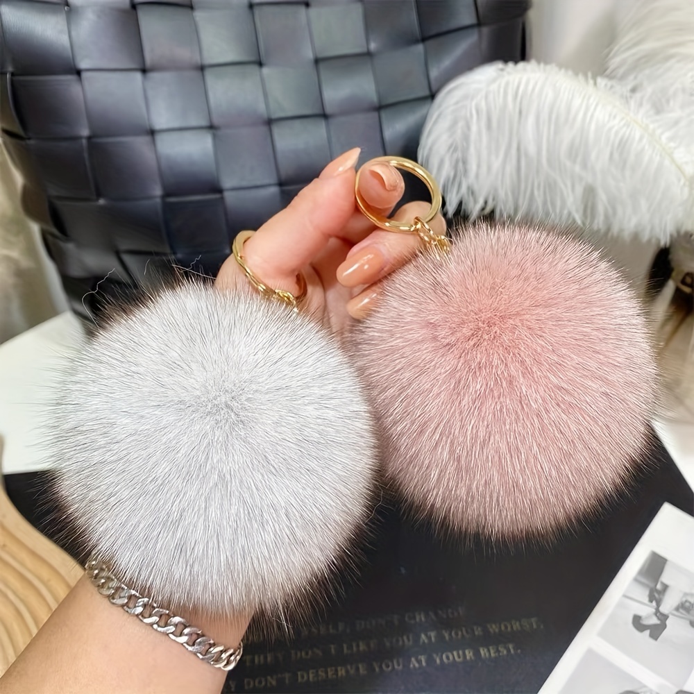 

4pcs Fluffy Long Fur Bag Pendant, Accessories, Car Keychain Pendant, Phone Pendant, Small Small