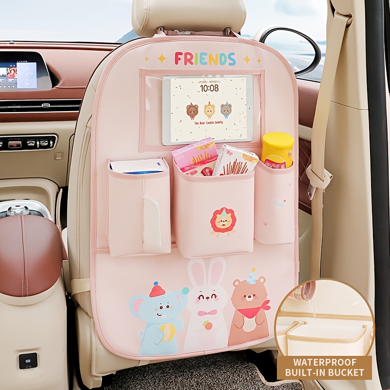cute kick mats car rear seats large capacity storage bag Temu