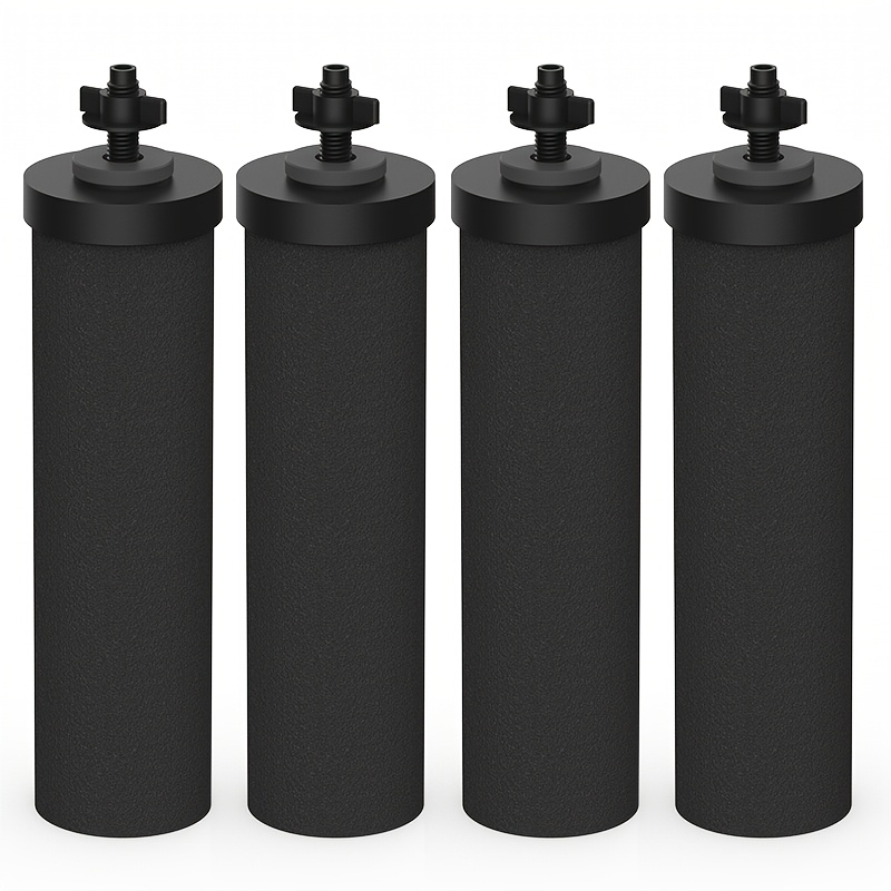 TEMU 4pcs Black Activated Carbon Filter, For Water Filtration System Gravity Water Filter System Water Purifier Survival, Reduces Fluoride And , For
