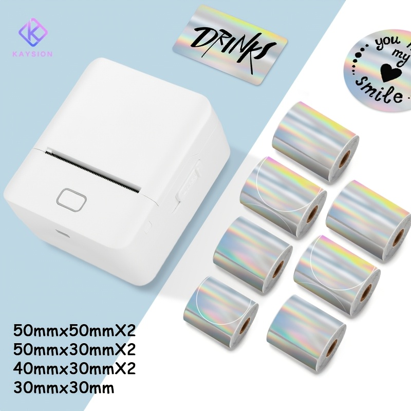 TEMU Kaysion Sk20 Portable Wireless Thermal Label Printer With 7 Rolls Of Holographic Thermal Labels, Ideal For Small , Educational Institutions,