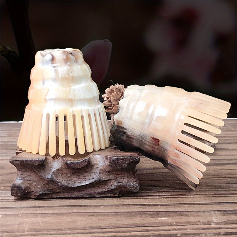 

1pc Natural Horn Comb Set, Massage Scalp, Traditional Chinese Therapy, Scalp Care, Beauty Hair Care Tool, Fine-tooth, Pointed Tip, Handmade Craft For Men And Women
