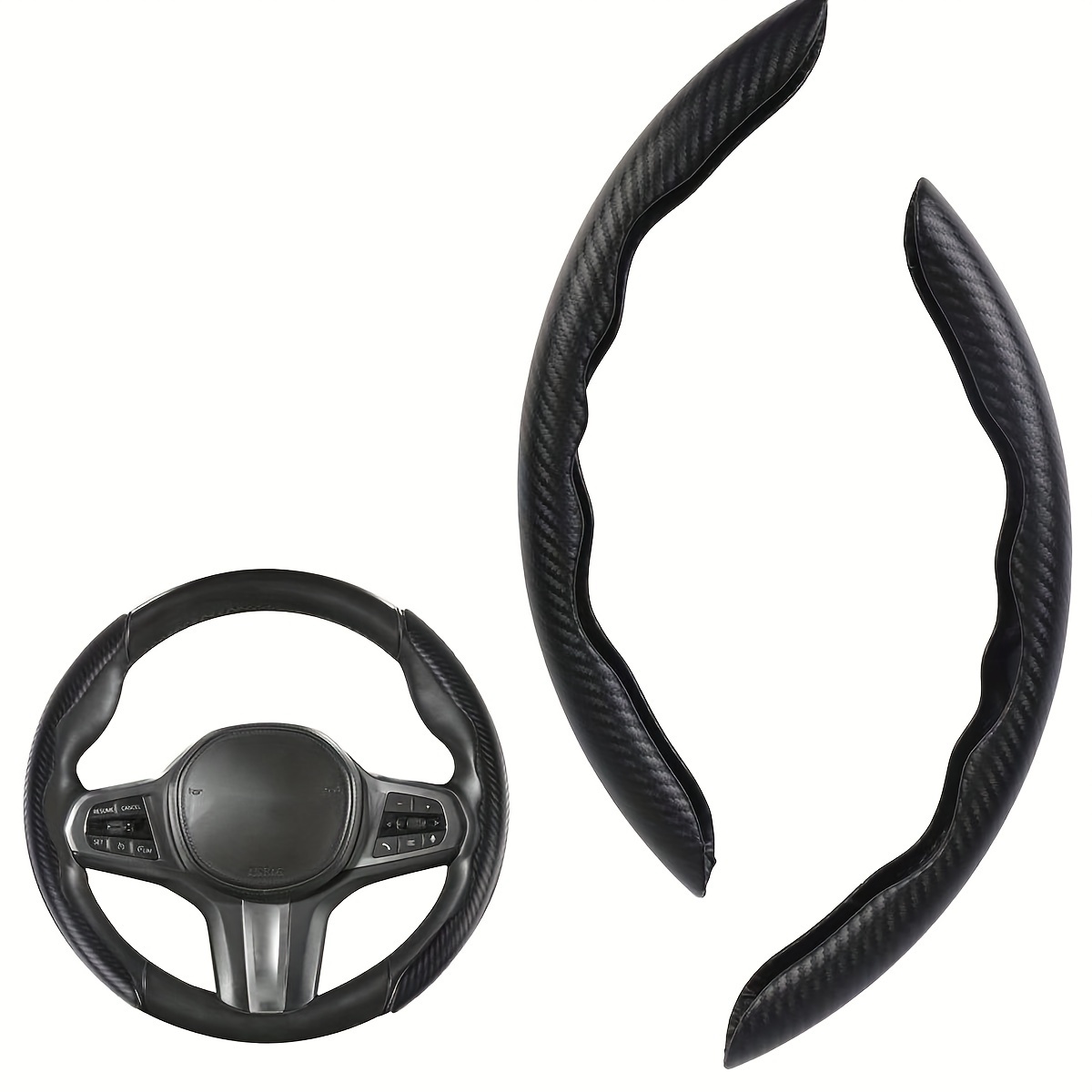 

Accessoires d'intérieur de voiture universels : Couvre-volant en cuir de style fibre de pour tous les modèles de véhicules - Matériau en cuir PU - Convenable pour différentes tailles et de volant