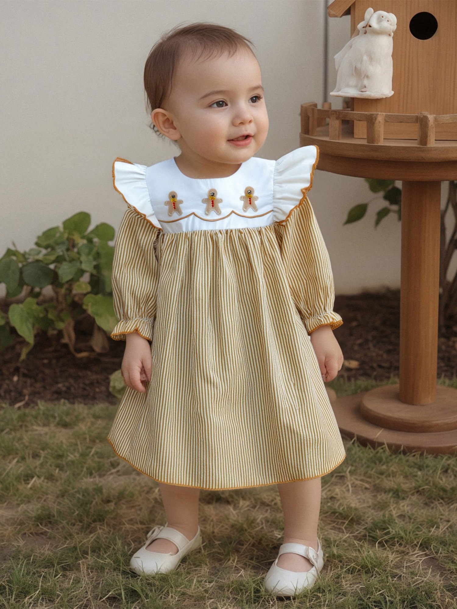 toddler christmas dress ruffle striped long