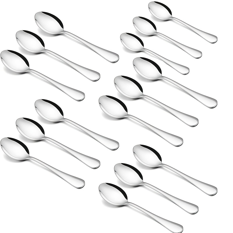 TEMU 15 Cucharas de Espresso, 15 Mini Cucharas de Café Pequeñas de Acero Inoxidable, Adecuadas para Postres, Snacks, Aperitivos, Pizza, Cucharas