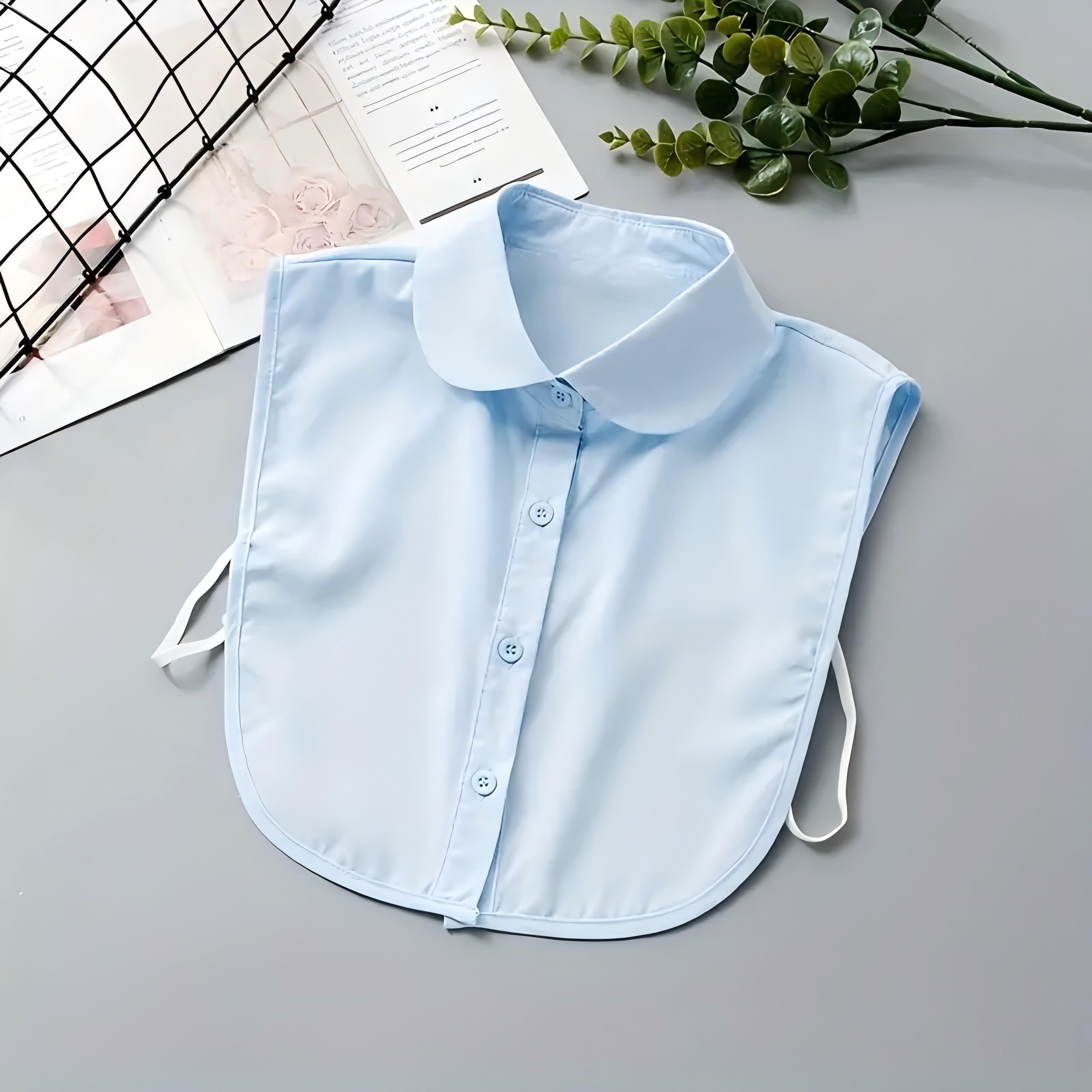 

Single-pack Light Blue Detachable Collar For Women - Casual & , Anti-slip, Round Neck, Polyester, Machine Washable - Spring, Autumn, And Winter