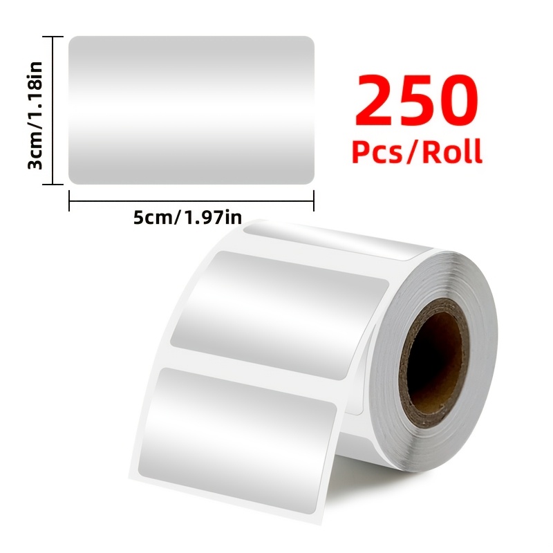 TEMU Matte Silvery Label Paper, Pet Material, 50 X 30mm, 250pcs Labels Per Roll, Tear-resistant, Scratch-resistant And Strong Adhesive, Suitable For