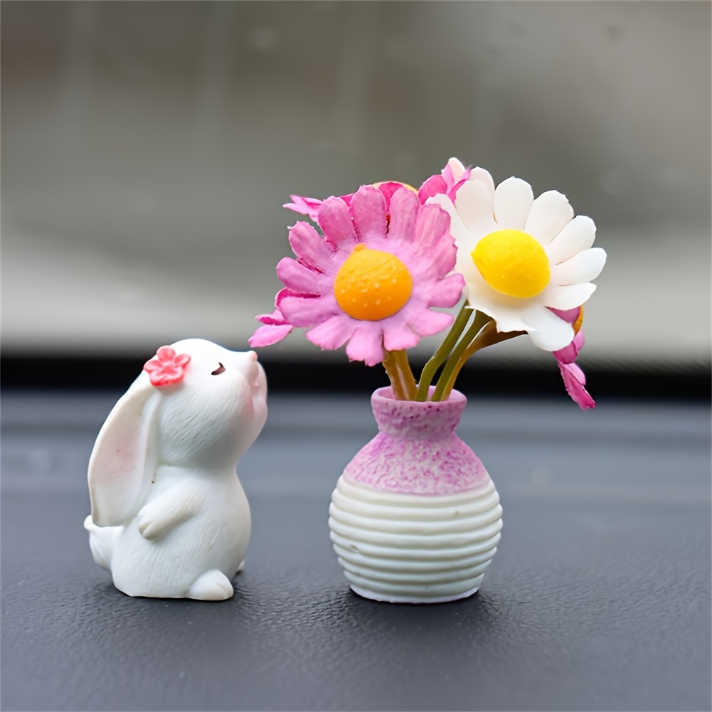 1set Bunny Shaped Flower Vase, Cute Cartoon Doll Center Console Decoration Ornaments
