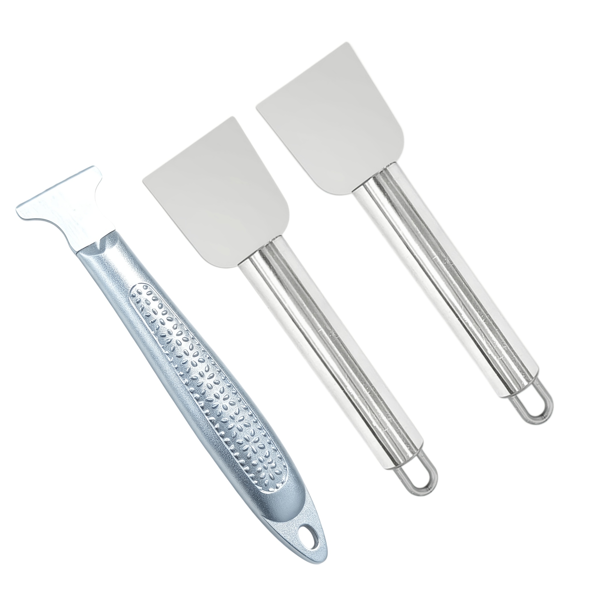 TEMU 3-pack: 1 Ice Scraper + 2 Cleaning Scrapers. Multi-functional Household Cleaning Scraper, Curved Refrigerator Defrosting Scraper, Flat Grease