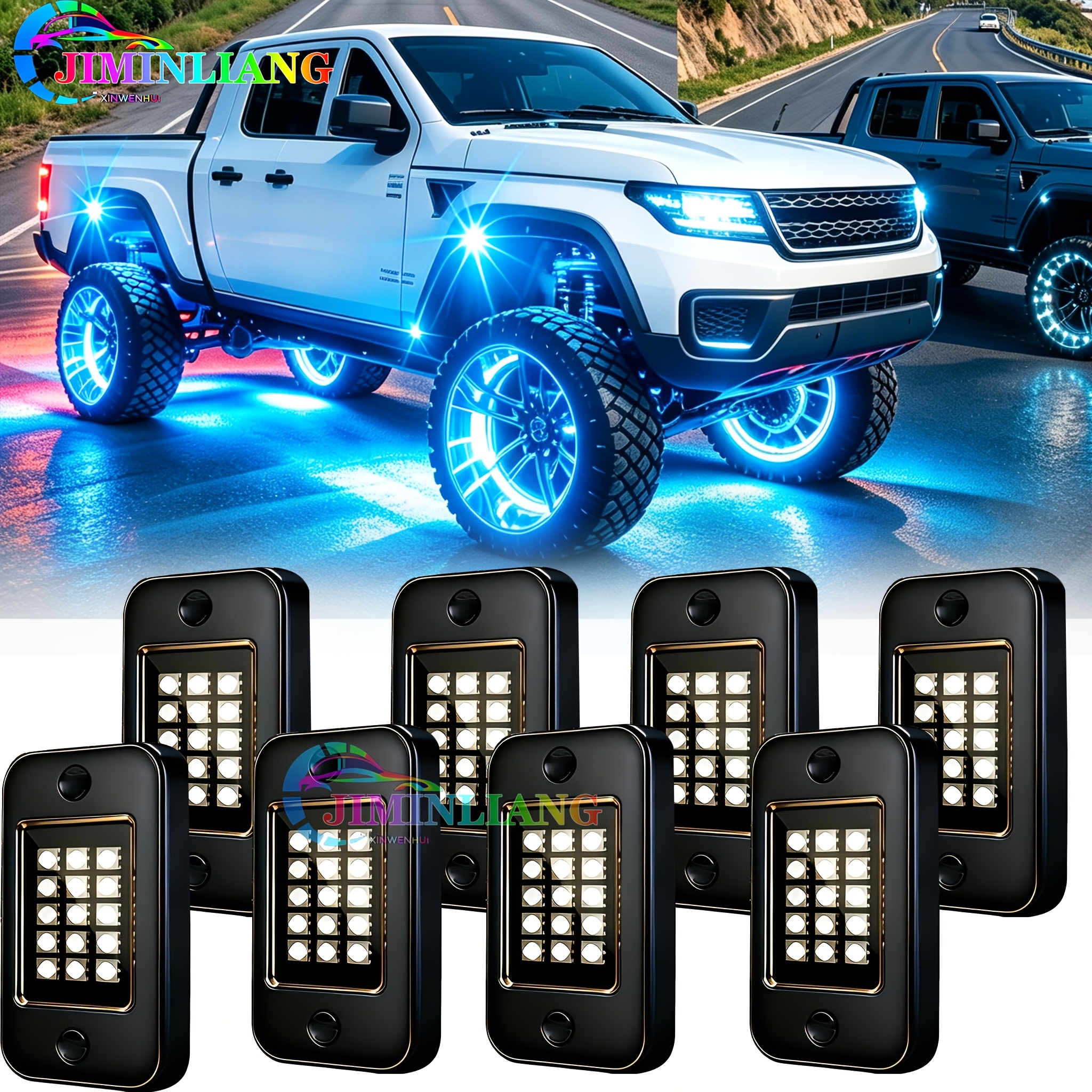 TEMU Car Decorative Lights, Chassis Lights, Truck Rock Lights, Rgb Led Kit, Multicolor Dynamic Undercarriage Ambient Light Led Lamps, Car Backlight,