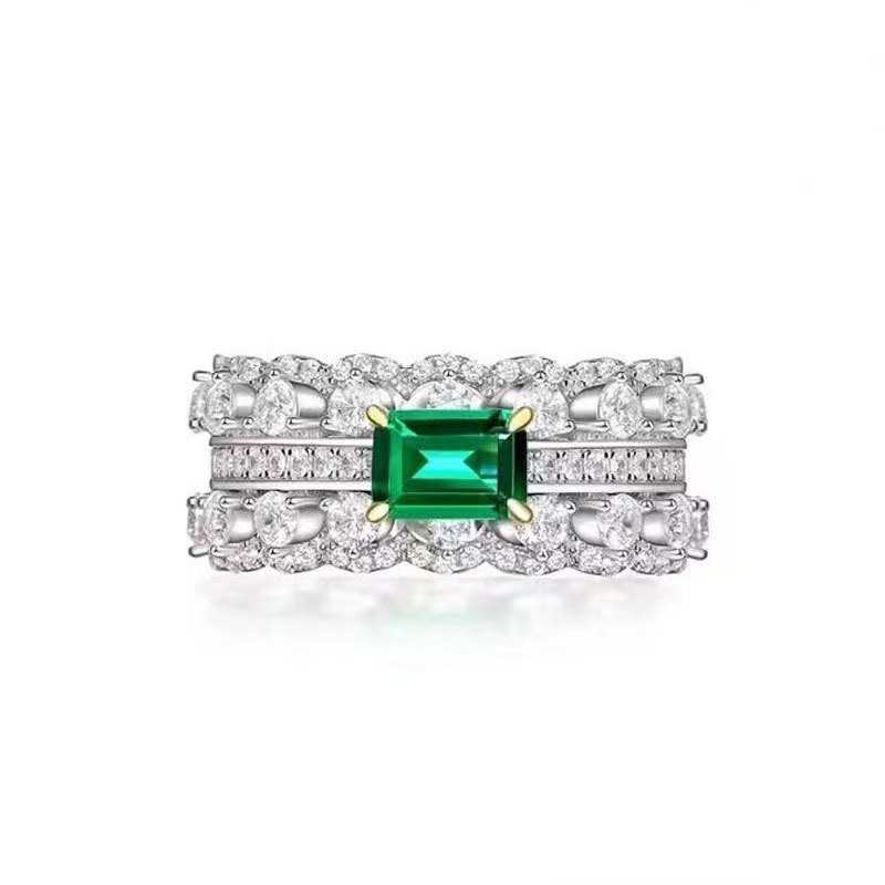 S925 Silvery Ring with Inlaid Classic Elegant Design
