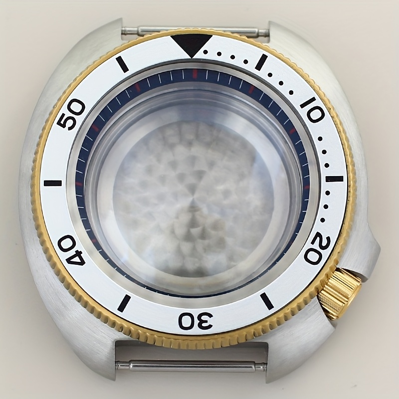 TEMU Skx Mod 44.3mm Watch Case Modified Turtle Abalone Sapphire Glass For Nh38 Movement Fit 28.5mm Dial