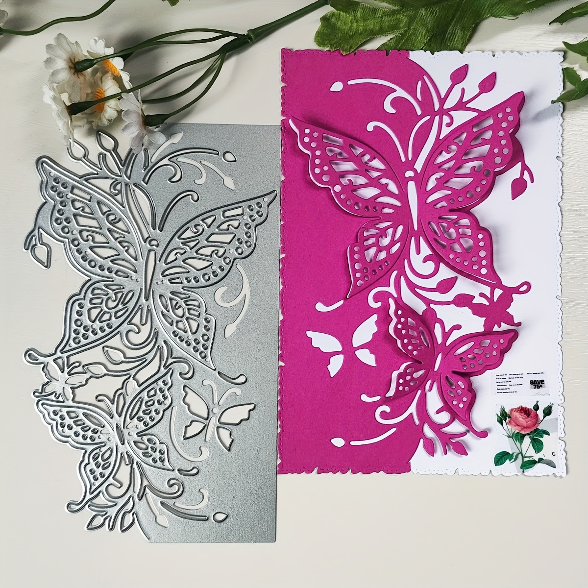 

1pc Beautiful Butterfly Pattern Template Cutting Dies Metal Carbon Steel Knife Mold Birthday Card Decoration Handmade Cutting And Pasting Eid Al-adha Mubarak