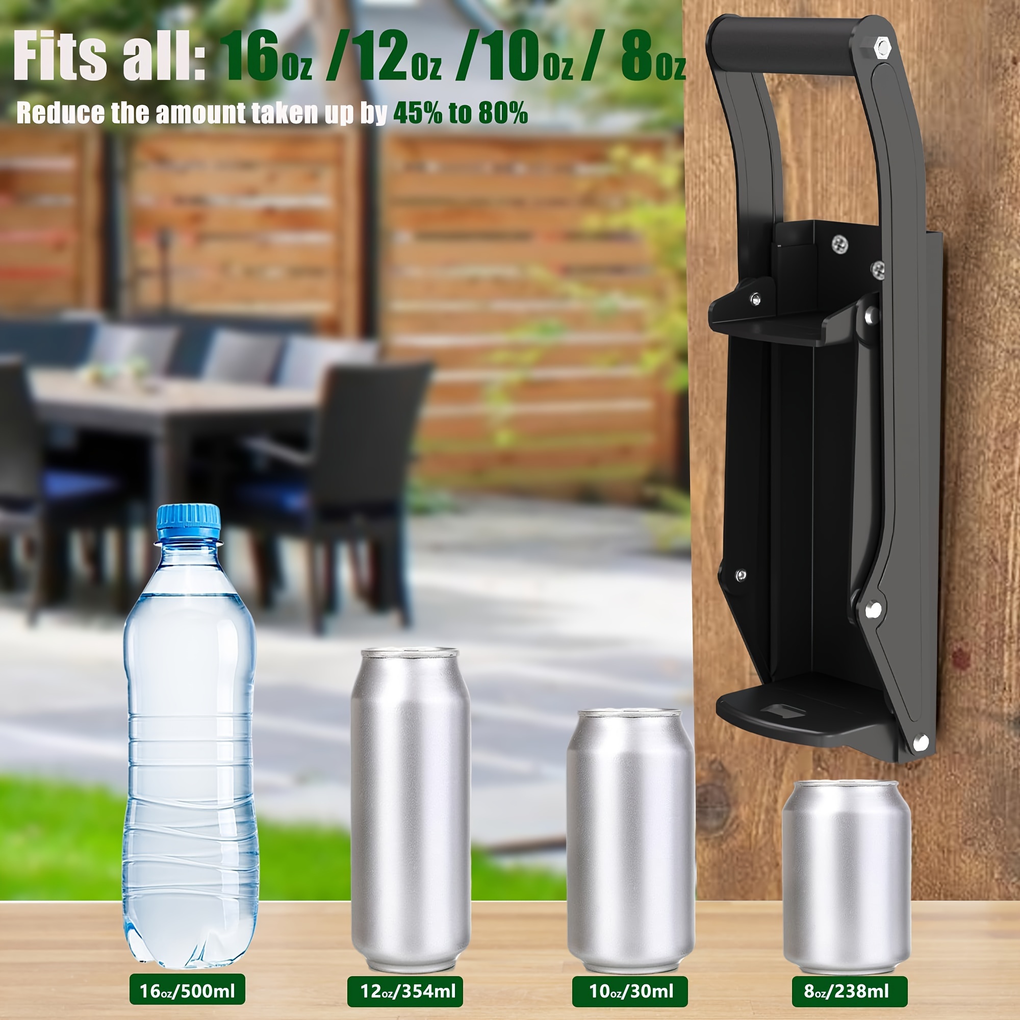 MasterCrush Aluminum Can Crusher Wall Mounted For Recycling - Soda Can Crusher And Plastic Bottle Crusher - Heavy Duty Can Smasher