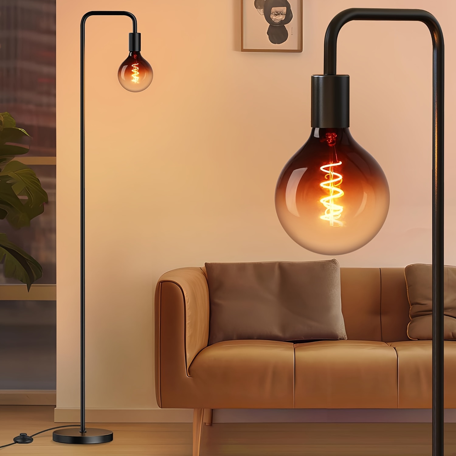 

Floor Lamp For Living Room, Standing Lamp With 8w Led Bulb, Clear Glass 5", 2200k Lighting 67" Minimalist Tall Floor Lamps For Bedroom Office Decor, Black Suitable For And Christmas