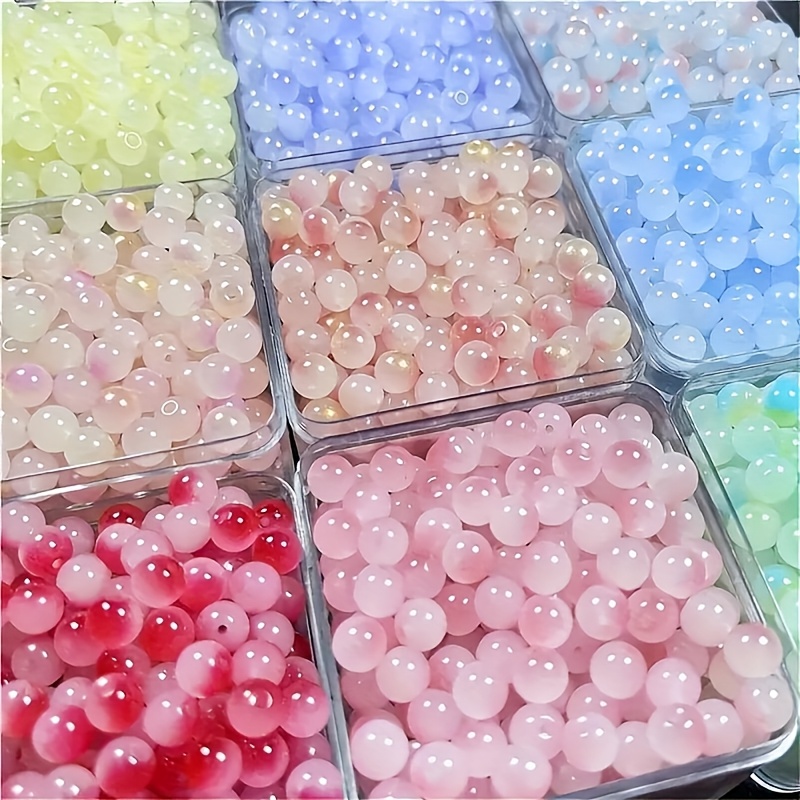 

200pcs 8mm Glass Beads Assortment, Round Loose Beads For Jewelry Making, Necklace, Bracelet, Keychain Crafting, Spacer Beads For Jewelry Making