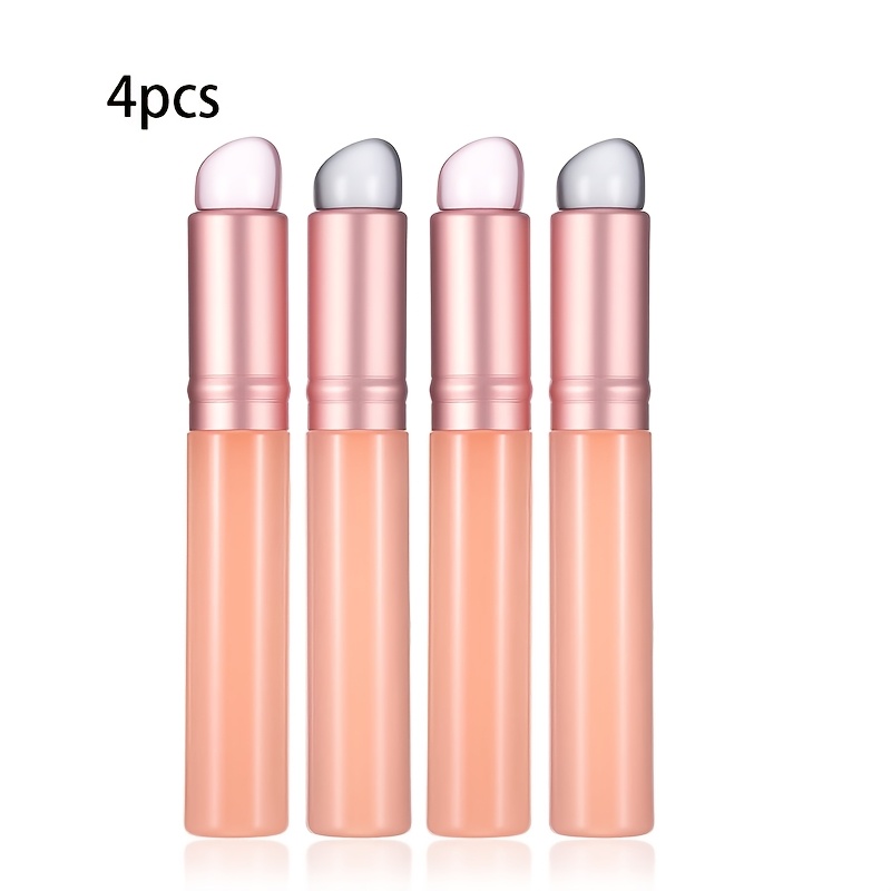 TEMU 4pcs Silicone Lip Brush, Reusable Lip Applicator With , Makeup Tool For Lipstick Mask Balm Gloss