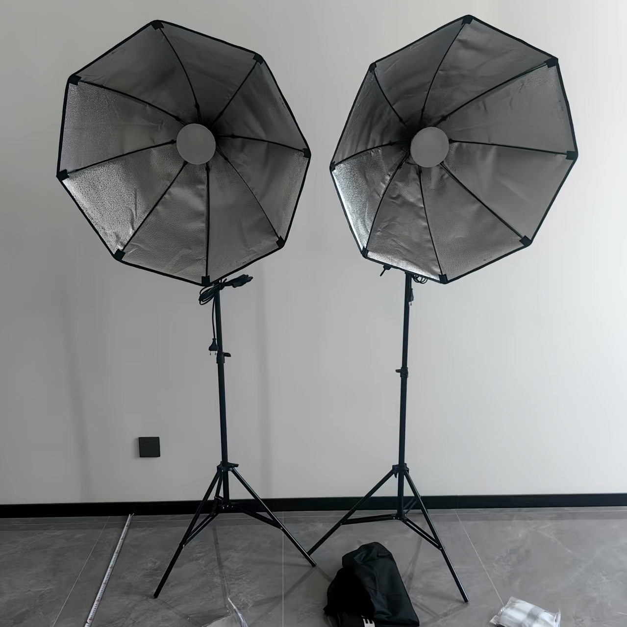 TEMU Set de Bóxer Octogonal LED con Luz Fotográfica Regulable 80vv 3000-6500Kx, Bóxer de 50 cm, Cable de 300 cm con Ajustable de 150 cm para