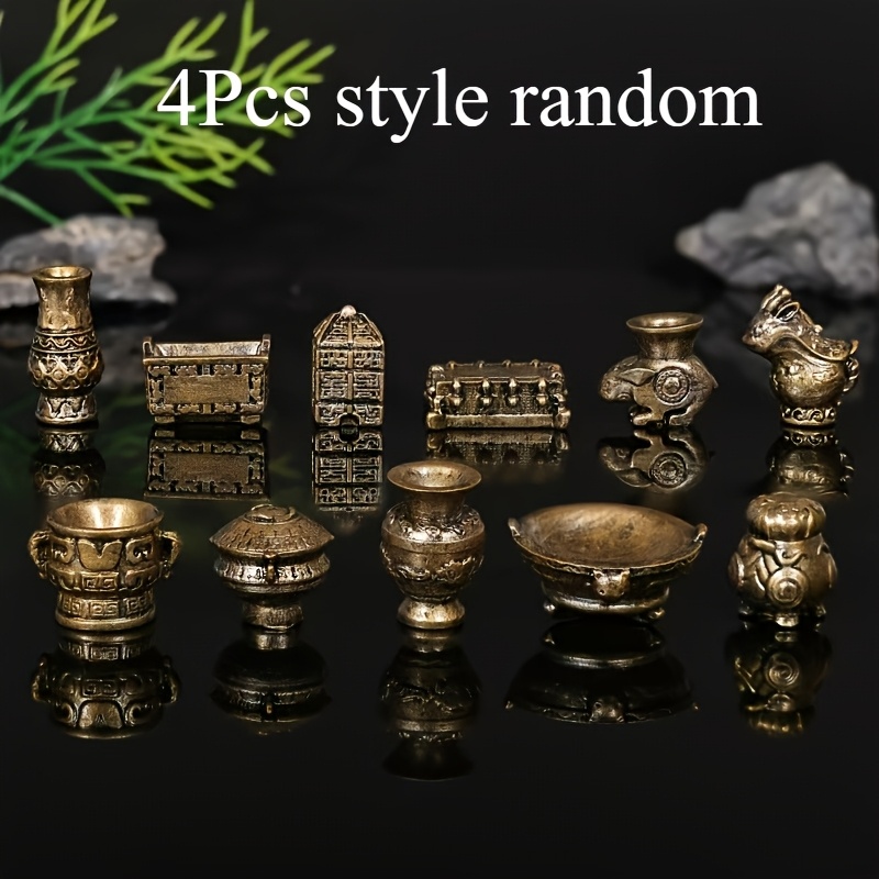 TEMU 4pcs Miniature Retro Authentic Random Models - Suitable For Dollhouse Collection - Resin Miniature Statues - Miniature Scene Decorations - For