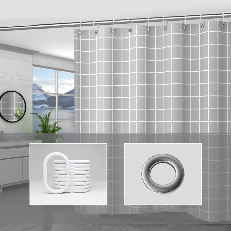 White Orchid Pattern Shower Curtain with Hanging Ring