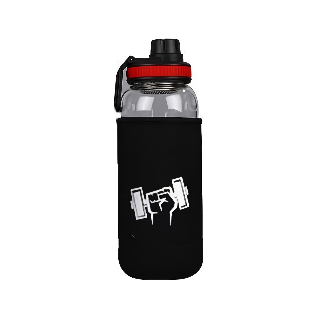 Image of 1000ml Borosilicate Glass Water Bottle With Steel Infuser, Sports Lid, Neoprene Protective Sleeve, 340z Capacity