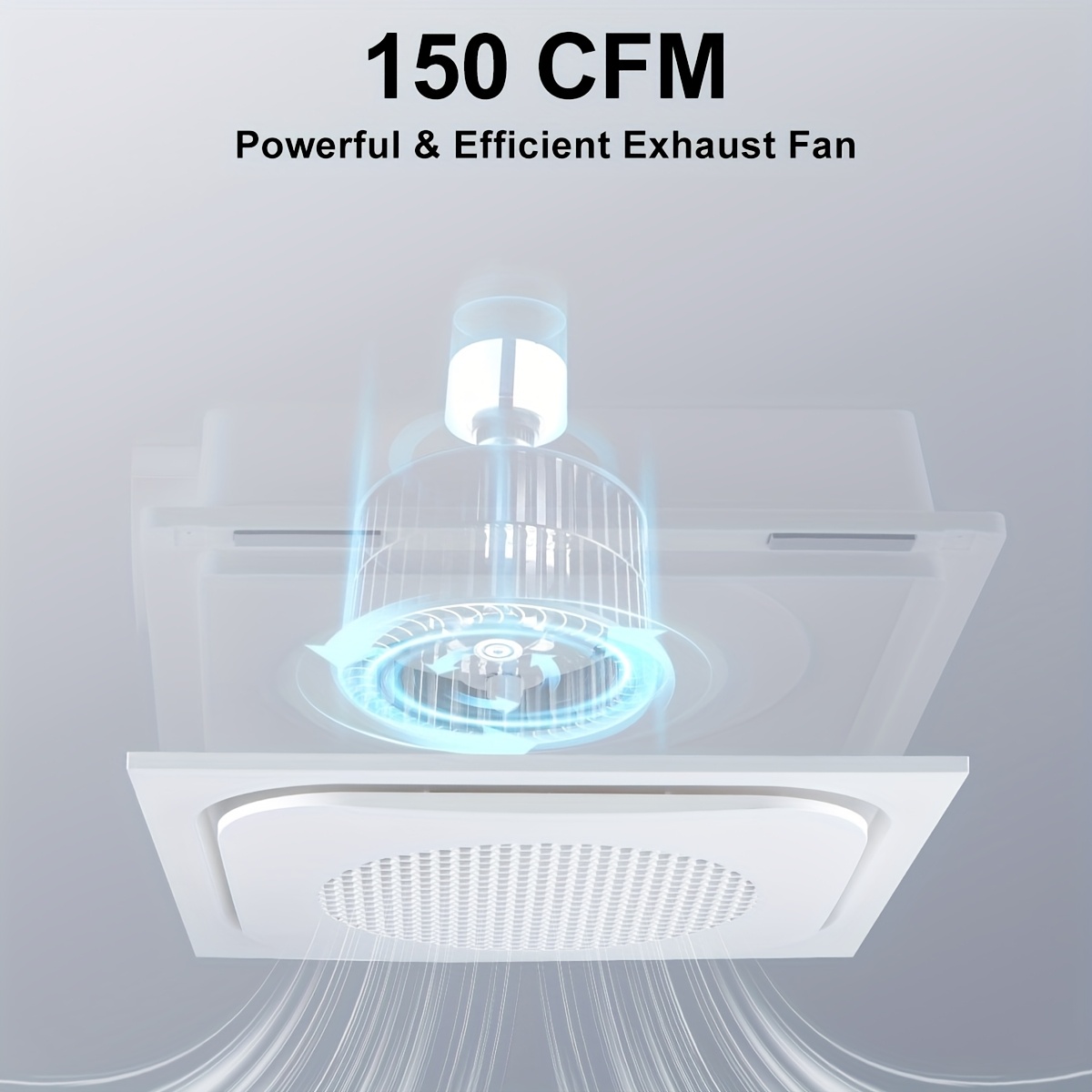 TEMU Bathroom Exhaust Fan With Light, 150 Cfm 1.0 Bathroom Fan, 40w Bathroom Fan With Led Night Light, White