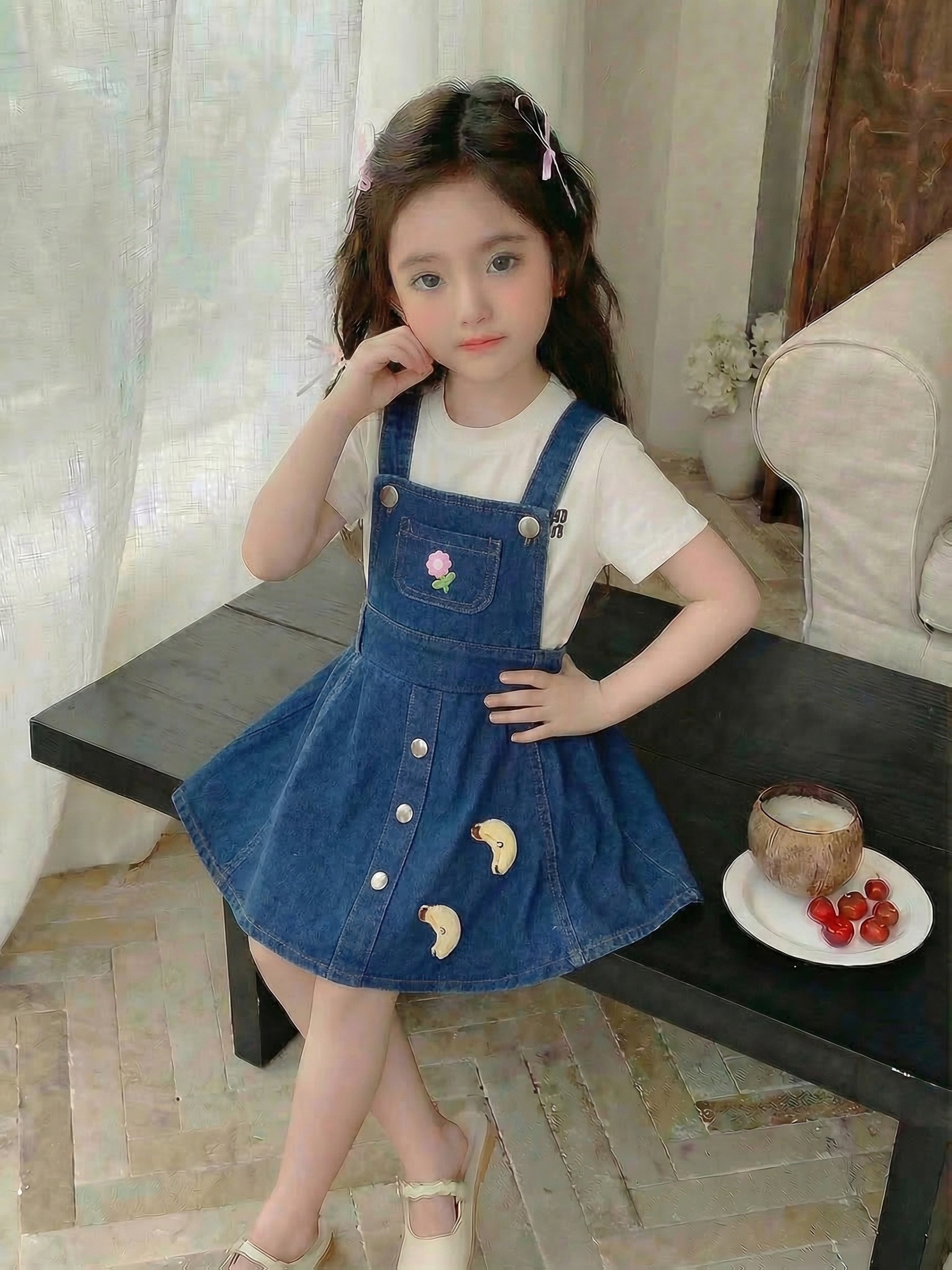 denim empire waist dresses Girl's Roper Tank Dress #03-257-0594-6173 main image 0