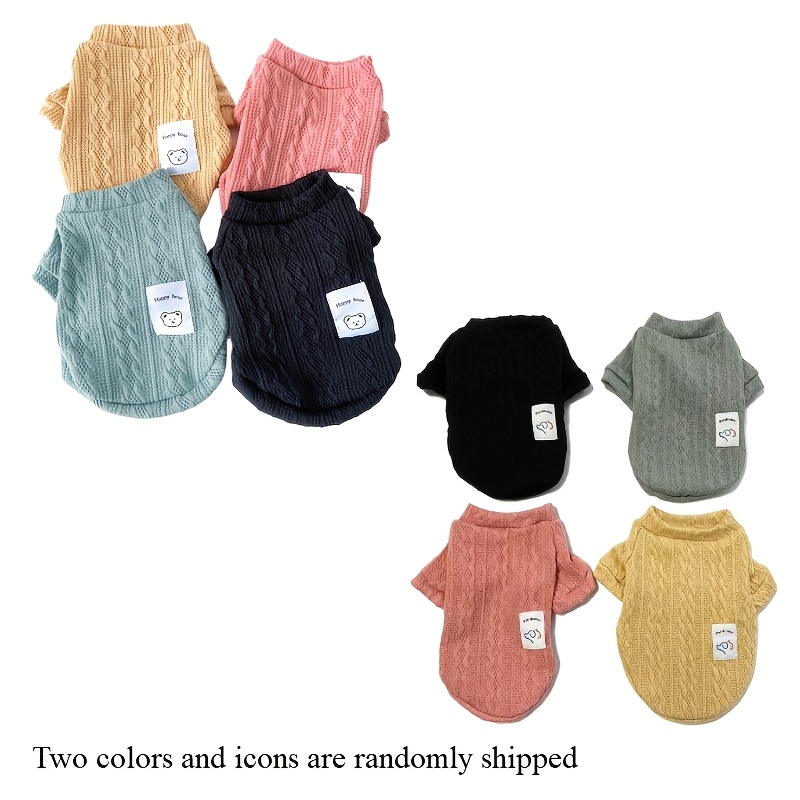 TEMU 4pcs Red, Yellow, Green, Black Pet Sweaters, Autumn/winter Clothes For Cats And Dogs, Ted Dog Sweater, Pet Warm Sweater, Pet Clothes. Colors And