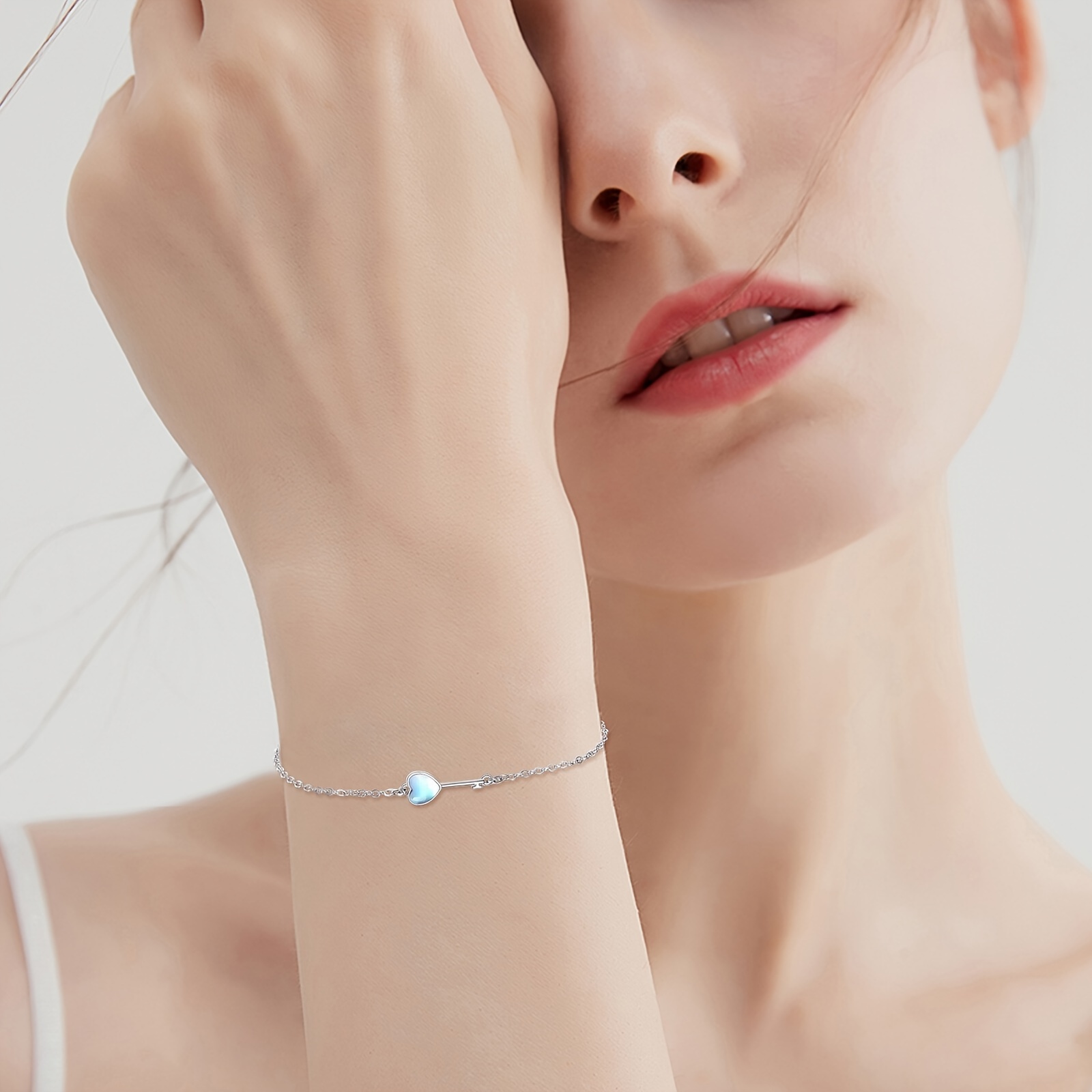 Moonstone Key Bracelet 925 Sterling Silver Moonstone Jewelry Gift