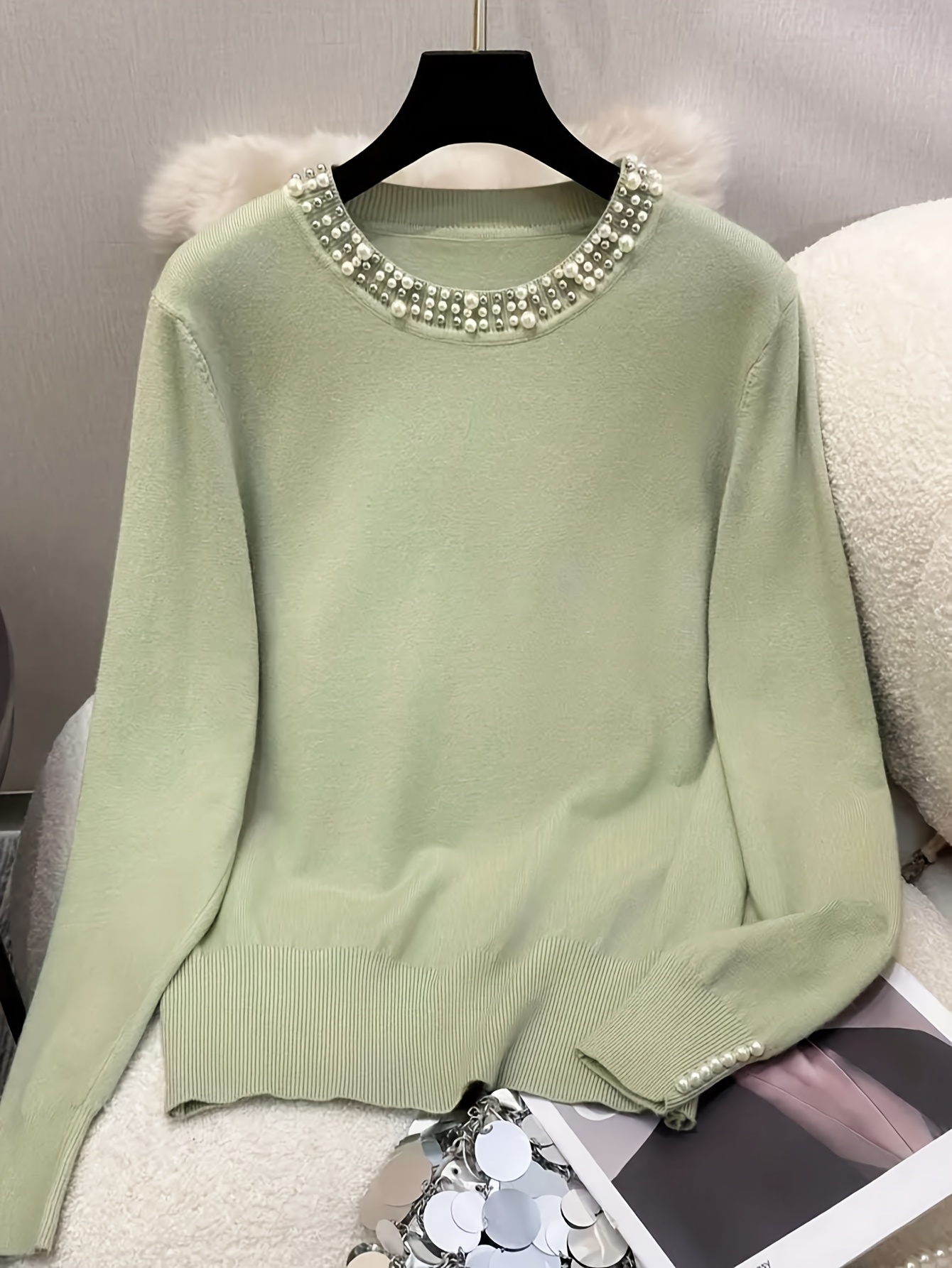 womens elegant sparkle sheer mesh top polyester knit high Temu