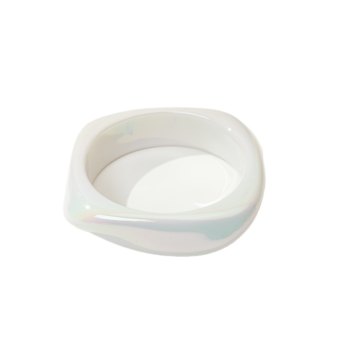 3pc Iridescent White Irregular Square Bangle Set
