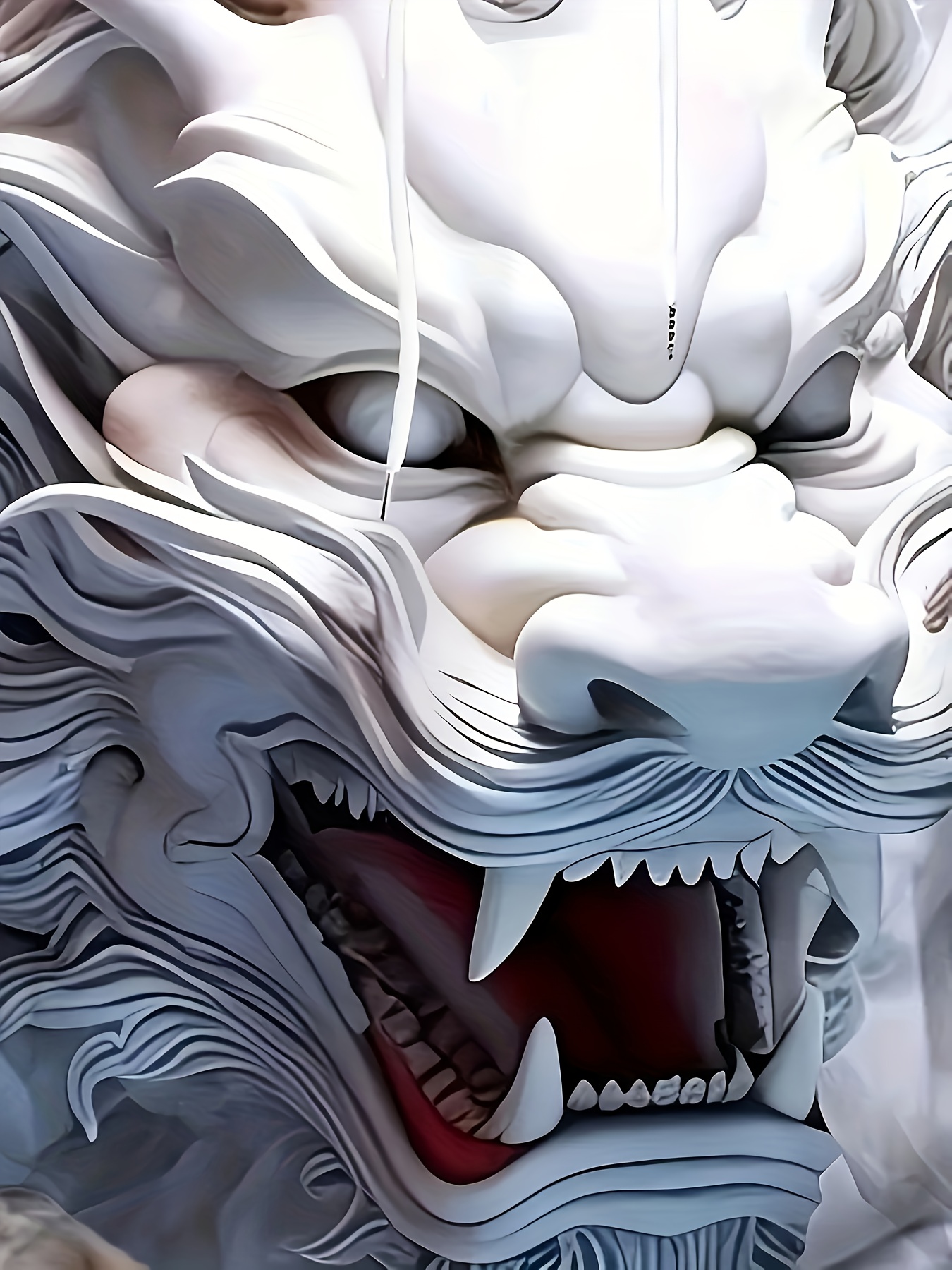 Wit/grijze herenhoodie met drakenprint