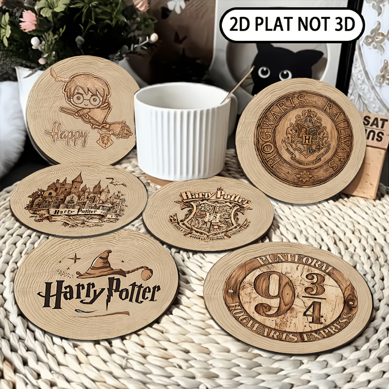 TEMU Warner . 6pcs Harry Potter Classic Pattern Coasters, Multifunctional Use, Suitable For Scenes, Cute And Exquisite, Durable, High-quality