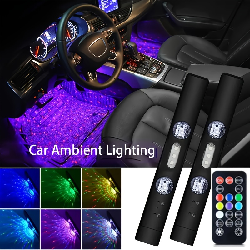 

2/4pcs Car Led Lights Interior Usb Rgb Ambient Neon Accent Lighting Cool Accessories Magnetic Strip Inside Car Roof Ceiling Footwell Hood Remote Music 12v