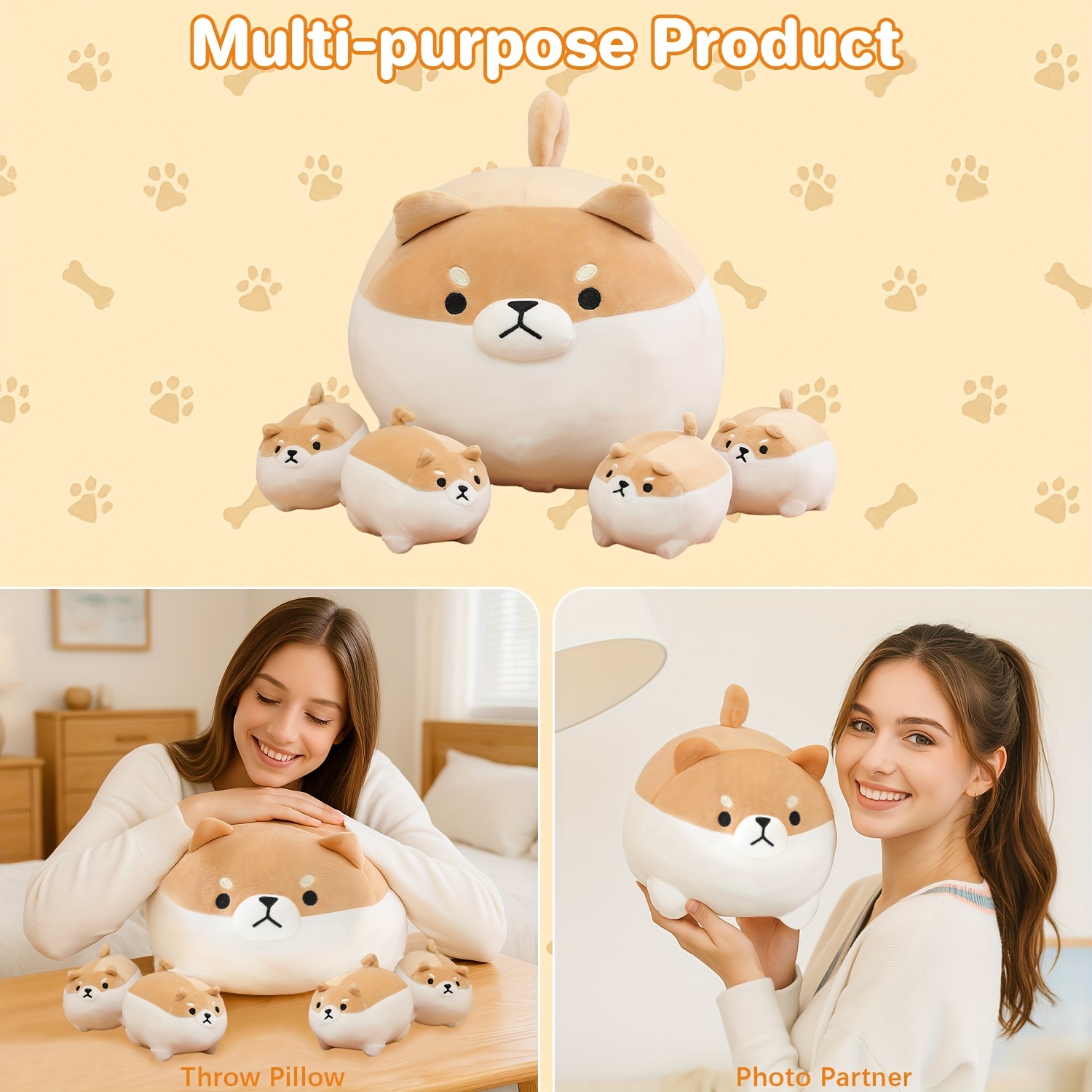 Cute Shiba Inu Plush Toy, Kawaii Soft Stuffed Dog Pillow for Kids And Adults, Squishy Animal Plushie for Home Decor, Cozy Throw Pillow, Adorable Birthday Gift for Girls And Boys